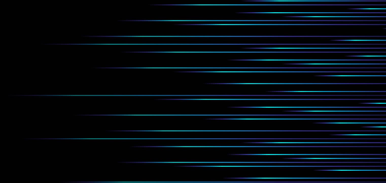 A series of dynamic, radically transparent blue and turquoise lines streak across a black background, resembling light trails or motion blur. The lines vary in thickness and length, creating a sense of speed and movement.