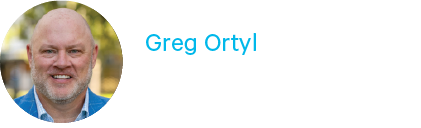 Headshot of a smiling bald man with a beard, wearing a blue jacket and white shirt. Next to the image, text reads: "Greg Ortyl, President, Strategic Accounts, Uniti Wholesale.